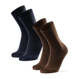 DANISH ENDURANCE Merino Liner Hiking Socks, Base Socks, Anti-Blister, Flat Seam, Lightweight & Tight, Unisex, for Men & Women, 2 Pairs, Multicoloured (1 x blue, 1 x brown)