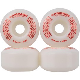 Rampage Skateboard Wheels Hardness 99A Polyurethane Hard Skateboard Wheels for a Fast Ride - Set of 4 Ideal White and Black Skateboard Wheels for Skate Parks and Smooth Surfaces