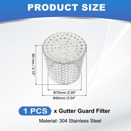 PATIKIL Gutter Guard Filter 3.5"-3", PVC Termination Cap Mesh Screen Roof Vent Cover Stainless Steel Conical Exhaust Pipe Cover Downspout Guard Filter Strainer for Downspout Silver