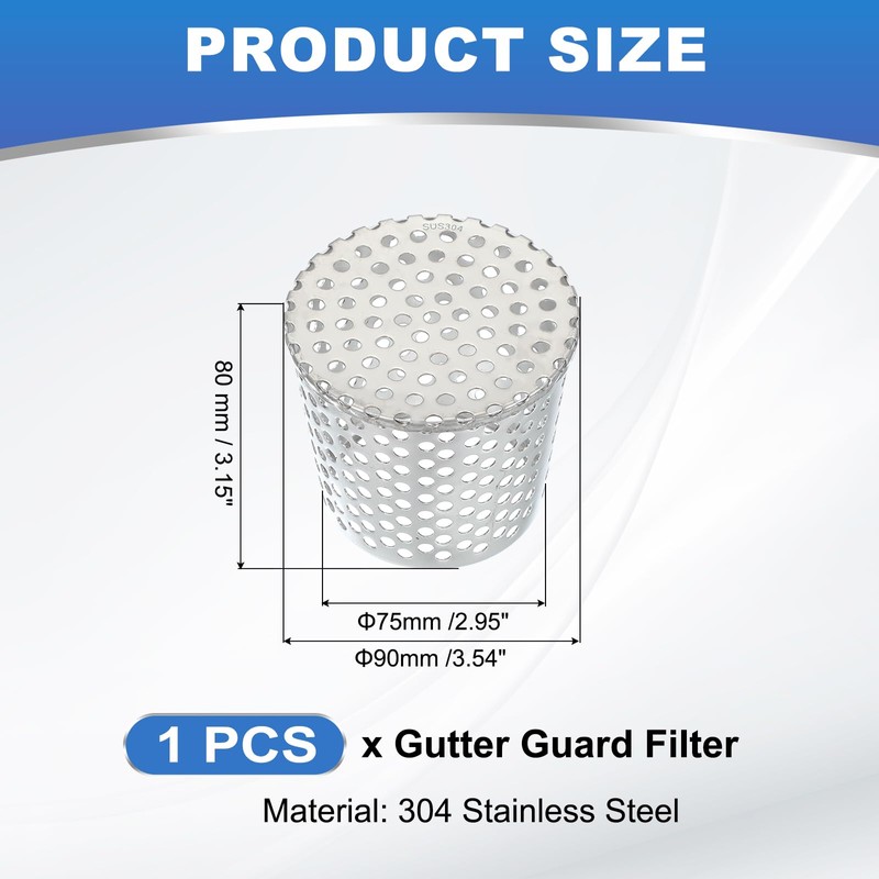 PATIKIL Gutter Guard Filter 3.5"-3", PVC Termination Cap Mesh Screen