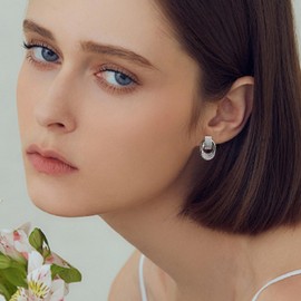 JeanBeau Chunky Silver Knot Stud Earrings for Women Statement Trendy Rhinestone Lightweight Twisted Dangle Drop Earings Everyday Fashion Jewelry Gift