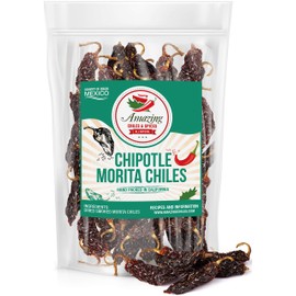 Dried Chipotle Morita Chile Peppers 8 oz – Robust Smokey Flavor, Use For Mexican Recipes, Mole, Sauces, Tamales, Salsa, Meats, Stews. Medium to High Heat - Resealable Bag
