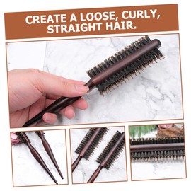 BIUDECO Curl Brush Round Brush Set Boar Bristles Wood Handle Hair Styling Roll Comb for Easy Volume Safe for Scalp