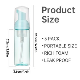 3 Stück Reisegröße klar Leere Flasche Schaumspender 50 ml Schaumflasche Schaumseifenspender Schaum Pumpe Flasche, Nachfüllbarer Tragbare Spenderflasche Schaum Seifenspender Schaumspender(Grün)