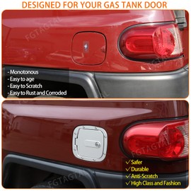 Fuel Filler Door Locking Gas Tank Cap Cover Compatible with Toyota FJ Cruiser 2007-2021, Gas Tank Doors Replacement, Aluminum Gas Cap Fuel Filler Door Cover (Silver)