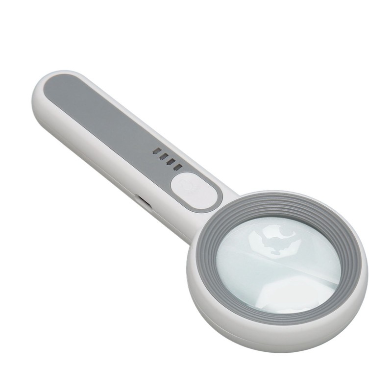 Handheld Magnifying Glass 5x Rechargeable Touch Control LED Light Handheld