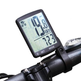 Lurowo Bicycle Speedometer with LCD Display Wireless MTB Bike Cycle Computer Odometer Rainproof Cycling Speed Power Meter Temperature Measurable Stopwatch Waterproof,3.15X2.1X0.73'',White Display
