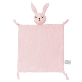 ZIGJOY Comforter Blanket with Rabbit Head Cuddly Blanket Muslin Baby Blanket Comfort for Newborn Babies and Toddlers from 0+ Months Gift for Birth for Boys and Girls Pink