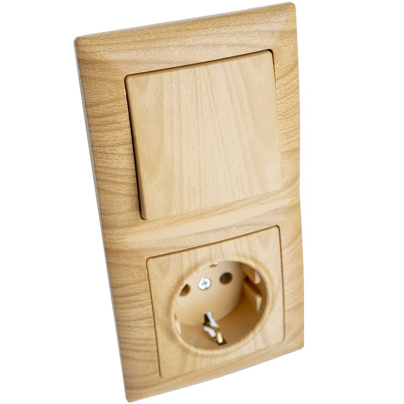 Günsan Visage Socket Switch Combination Flush-Mounted Oak Wood Look 16A
