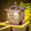 SLAWA Outdoor Solar Post Cap Light 9.8In Bronze Column Lights