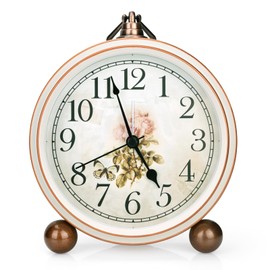 BVI BOOMERVIVI Classic Vintage Clocks - Elegant and Decorative Analog Clock,Silent Non-Ticking Alarm Clock with Distressed Metal Frame for Office, Living Room or Bedroom (Rose)