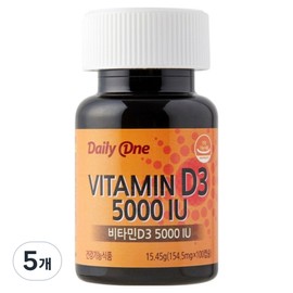 Daily One Vitamin D3 5000 IU 15.45g, 100 tablets, 5 units / 데일리원 비타민 D3 5000 IU 15.45g, 100정, 5개