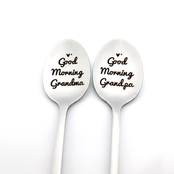 Grandma and Grandpa Gifts Good Morning Grandma Grandpa Spoon Gifts for Grandparents Christmas Birthday Gifts for Grandmother Grandfather Mothers Day Fathers Day Gift