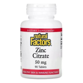 Zinc Citrato 50mg Natural Factors Tabletas Veganas Sabor