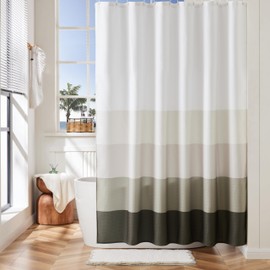 Ohocut Ombre Striped Shower Curtain, Modern Farmhouse Shower Curtains for Bathroom, Waterproof Waffle Weave Fabric Shower Curtain, Luxury Minimalist Stripe Bath Curtain 72x72 Inch (Beige Brown)