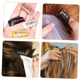 Mikinona 20pcs Metal Wig Clips for Hair Extensions Non-slip Clips for Wigs Diy Hat Beret Fixing Lightweight Easy to Use in Black Silver