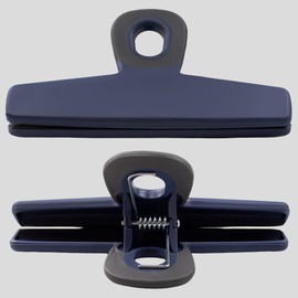 Cook with Color Set of Eight Bag Clips, 2 Large Heavy Duty Chip Clips and 6 Refrigerator Magnet Clips for Food Storage with Air Tight Seal Grip for Snack Bags and Food Bags (Blue)