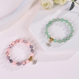 Evil Eye Bracelet for Women Good Luck Bracelet Natural Stone Beaded Bracelets Healing Crystal Bracelets Rakhi Gift for Brother Jewelry Gifts