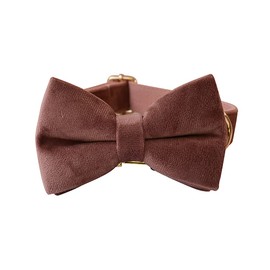 Love Dream Bowtie Dog Collar, Velvet Dog Collars with Detachable Bowtie Metal Buckle, Soft Comfortable Adjustable Bow Tie Collars for Small Medium Large Dogs (Large, Dark Pink)