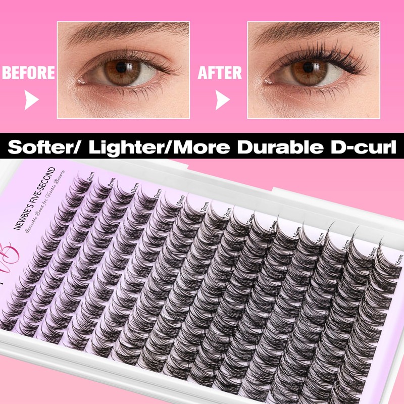 VEYESBEAUTY Lash Clusters Individual Eyelash Extensions Thin & Invisible Band