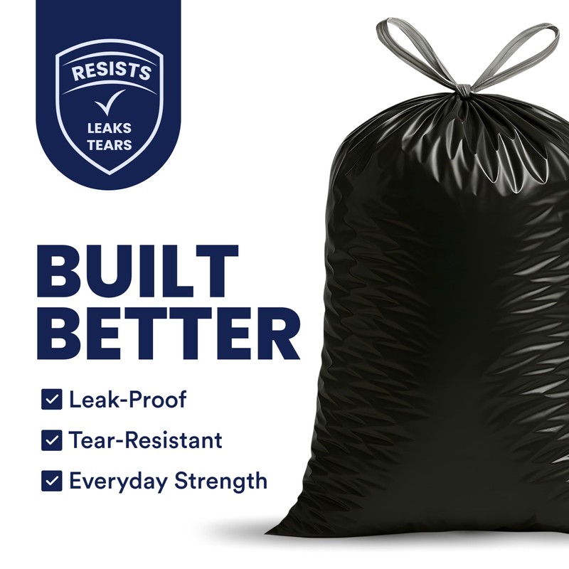 Plasticplace W13DSBKJR 13 Gallon Trash Bags │ 1.2 Mil │