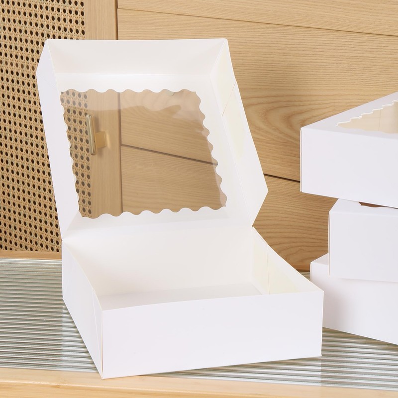 PFAMKEER 24 pcs12x12x3 Inch Bakery Boxes with Window, White 12