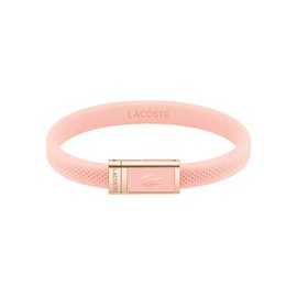 Lacoste - Pulsera para Mujer 2040065 - Silicona Rosa con Cierre Metálico - Detalle de Cocodrilo en Relieve - Acero Inoxidable Dorado Rosa - Diseño Deportivo y Elegante