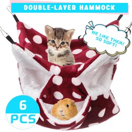 Sadnyy 6 Pieces Guinea Pig Rat Hammock Three Layer Ferret Bed Small Animal Hanging Pet Cage Hammock for Chinchilla Rat Sugar Glider Squirrel Reptiles(Lively Pattern)