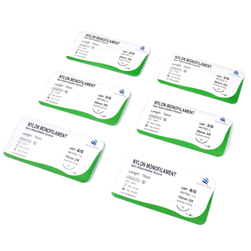 Practice Sutures | Sutures Thread with Needle (24 Mixed 2/0,
