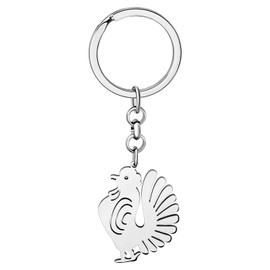 RAIDIN Stainless Steel 18k Gold Plated Hen Rooster Chicken Keychains Keyring Gifts for Women Girls Charms Keychain for Car Purse Keys (lver)