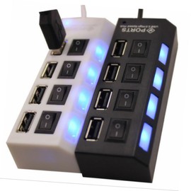 KICHOUSE USB Hub 4 USB Port Divider for Pc Laptop Desktop Individual Port On/Off Data Transfer Speed