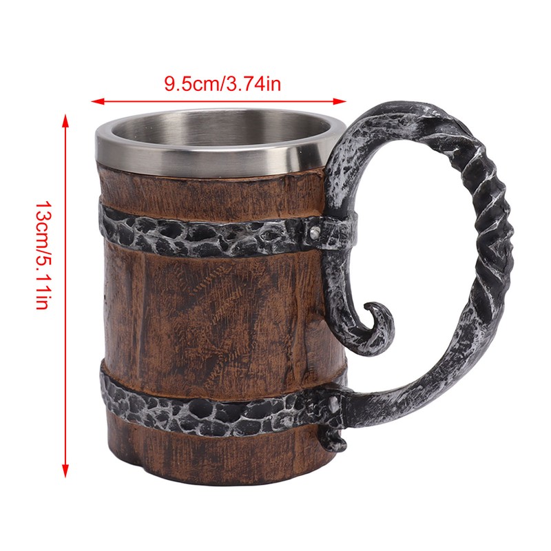Viking Beer Mug with Handle 304 Stainless Steel Double Wall