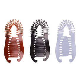 3Pcs Colorful Elongated Interlocking Plastic Banana Clip Hair Combs - Women Two Sides Hair Combs Ponytail Hair Clincher Hair Accessories for Ponytail Holder, Hair Clips, Bannana Clips