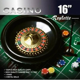 DA VINCI Open Box, 16 Inch Roulette Wheel Game Set w/Large Size Felt & Chips (Discounted)