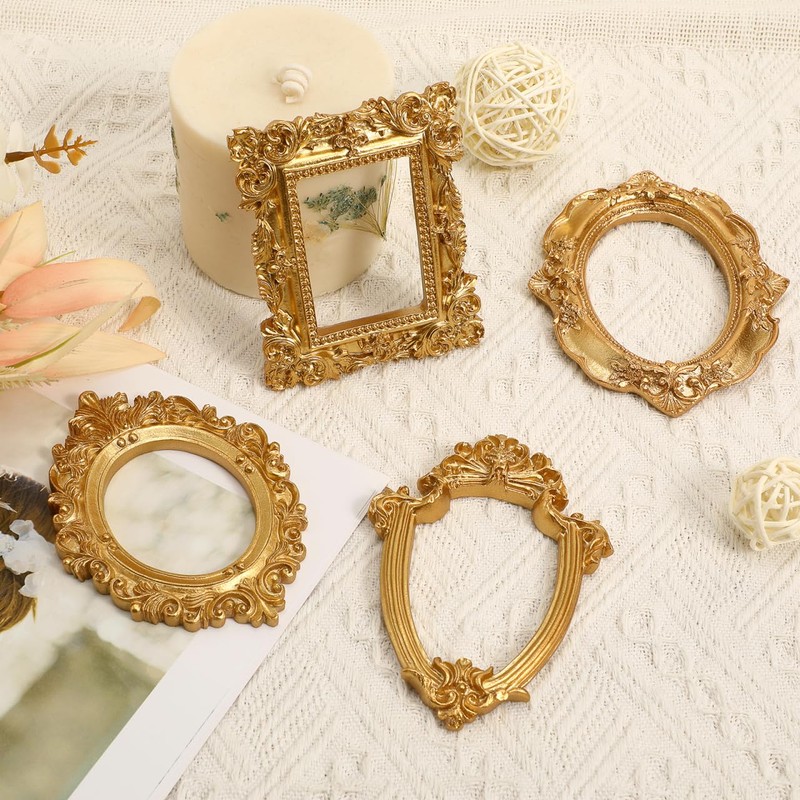 Cabilock 1 Set 4 Pcs Photo Frame Props Gold Picture