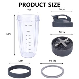 Accesorios para Nutribullet, Juego de Repuesto de Vasos de Licuadora y Cuchilla, Ompatible con Licuadora NutriBullet de 600 W/900 W