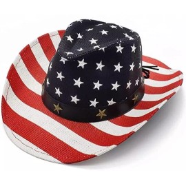 Unbranded American Flag Cowboy Hat, Bright Red, White, Blue Western USA Shape-It Brim