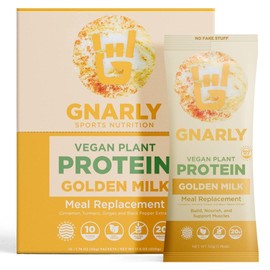 Gnarly Nutrition Golden Milk Plant-Based Protein Blend – Vegan Powder for Smoothies – Dairy-Free, Non-GMO – 10 Convenient Stick Packs
