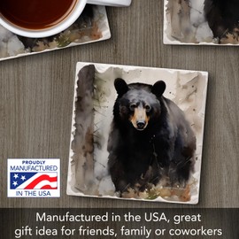 Thirstystone Forest Black Bear Single Tumbled Tile Stone Coaster with Protective Cork Backing Manufactured in The USA 4" Square