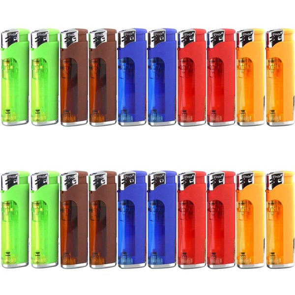 20 Pack - Refillable Butane Lighter with LED Flashlight