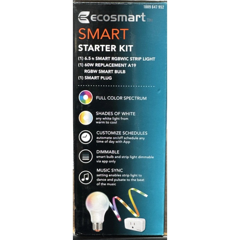 Ecosmart Hubspace Starter Kit 6.5" RGBWIC strip light, A19 Bulb,
