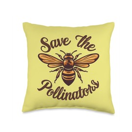 Bee Pollinator Garden Wildlife Flowers Bee Throw Pillow