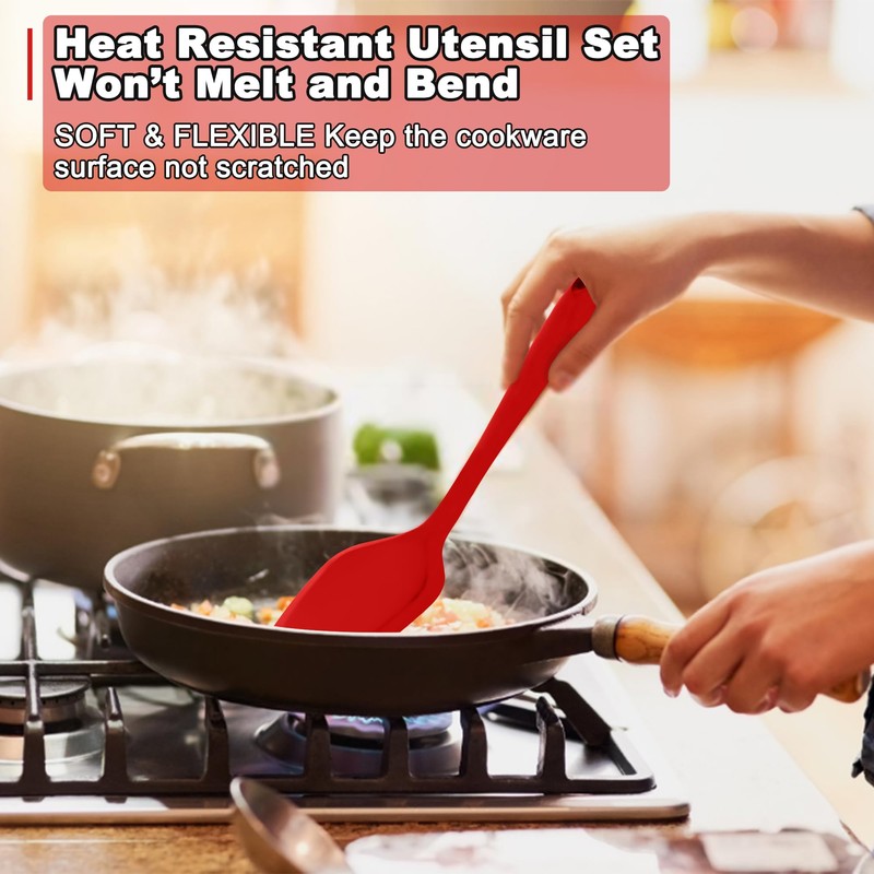 E-far 10 Pieces Silicone Cooking Utensils Set, Heat Resistant Kitchen