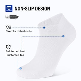 CLOSEMATE 10 Pairs Comfortable Cotton Ankle Low Cut Non Slip Casual Short Socks for Men Women (10 White, Size S)