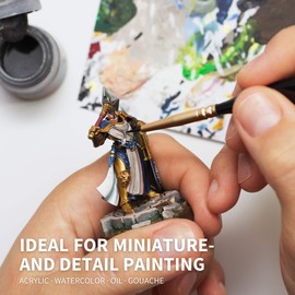ARTEGRIA Detail Paint Brush Set - 17 Miniature Paint Brushes with Fine Tips Ergonomic Handles Dagger Brush for Small Scale Models Warhammer 40k DnD Paint by Numbers for Adults - Acrylic Watercolor Oil