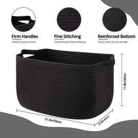 OIASKET 70L Large Blanket Basket, 21.6" x 16.9" x 11.8" Woven Storage Basket for Living Room, Nursery Blanket Storage for Toys, Towels, Dirty Clothes (Black)