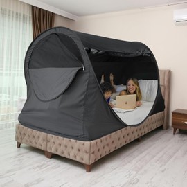 Bed Tent Queen Pop Up Bed Canopy Blackout Slumberpod for Adults or Kids Privacy Queen Size Dream Indoor Tent for Bed Sleeping Tents (Mattress Not Included)