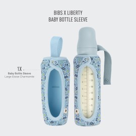 BIBS x Liberty Baby Bottle Cover, Large, 225 ml, Neoprene Protective Case for Bibs Bottles, Liberty Print Design, Large, Charmomile Lawn Baby Blue