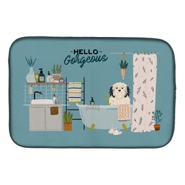 Caroline's Treasures CK7441DDM Lowchen in Bathtub Dish Drying Mat Absorbent Dish Drying Mat Pad for Kitchen Counter Dish Drainer Mat for Countertop, 14 x 21", Multicolor