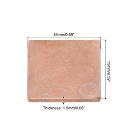 sourcing map Heatsink Copper Sheet Washer, 1.5mm Thick, 15x15mm Pad with Heat Conductive Tape for Desktop Computers, CPU Cooling Patches, Set of 5